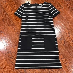 Gap Black and Grey Striped Dress